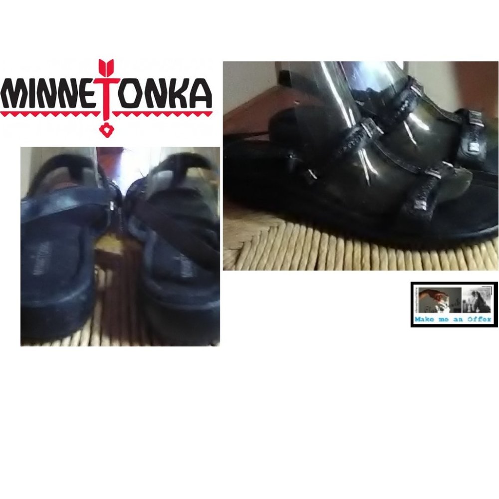 Minne Tonka Black Leather Sandals Size 10N
